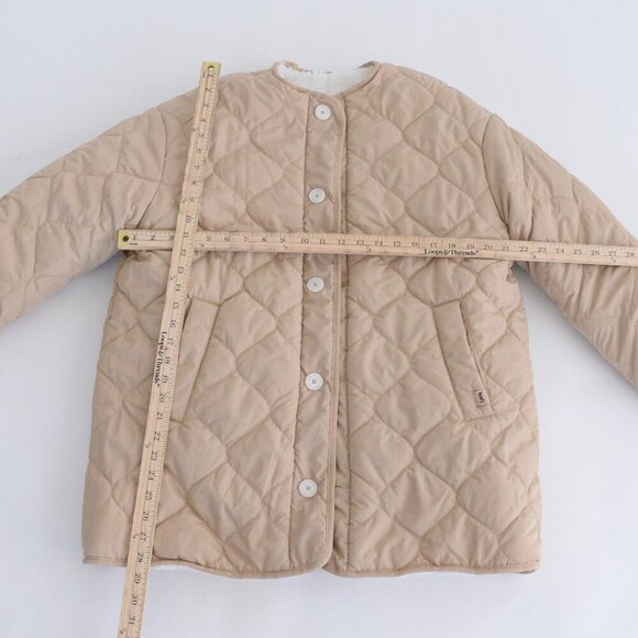 Levi's Marlowe Oversized Cream & Tan Reversible Sherpa Quilted Jacket  XS - Picture 4 of 14